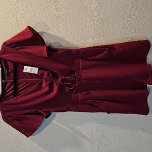 EXPRESS Short Sleeve Romper with cutout & Pockets